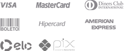 visa, mastercard, diners club, boleto, hipercard, american express e elo